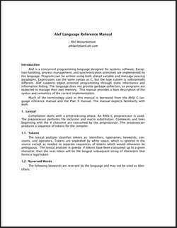 Alef Language Reference Manual. 2 Ed